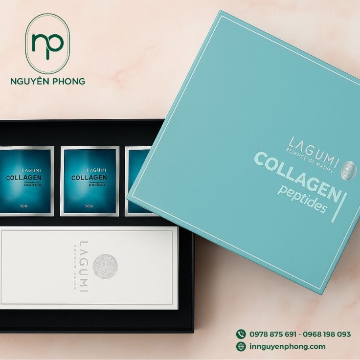 Mẫu hộp cứng in đơn giản đựng collagen